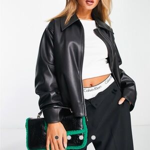 ASOS Design faux leather bomber jacket